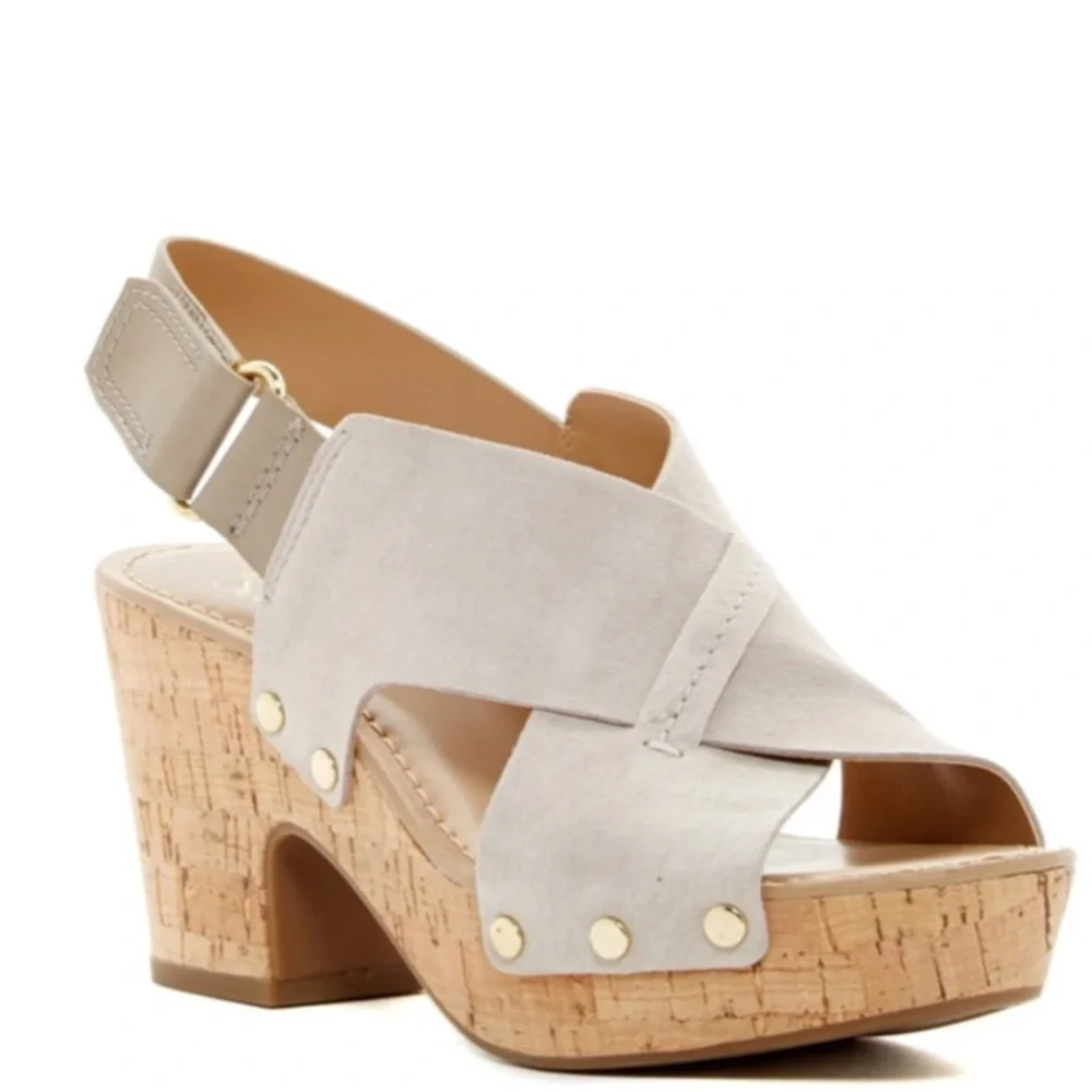 Franco Sarto Leather Suede Kicks Platform Sandals In Blush Size 9M